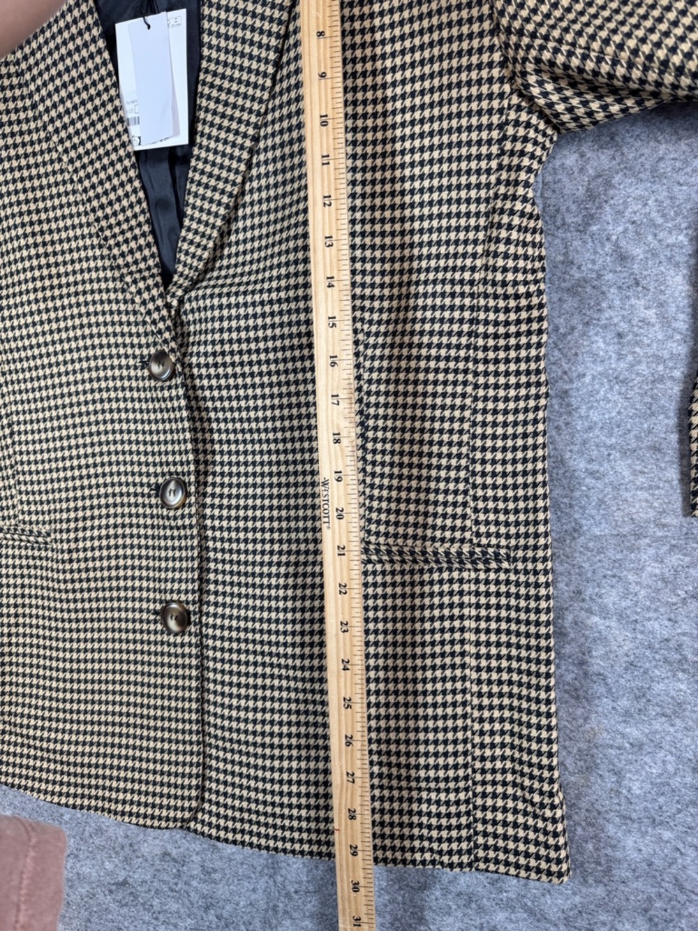 ICHI Houndstooth Blazer Jacket Size 40 Tailored Preppy Academia Oversized Fit - Picture 9 of 15